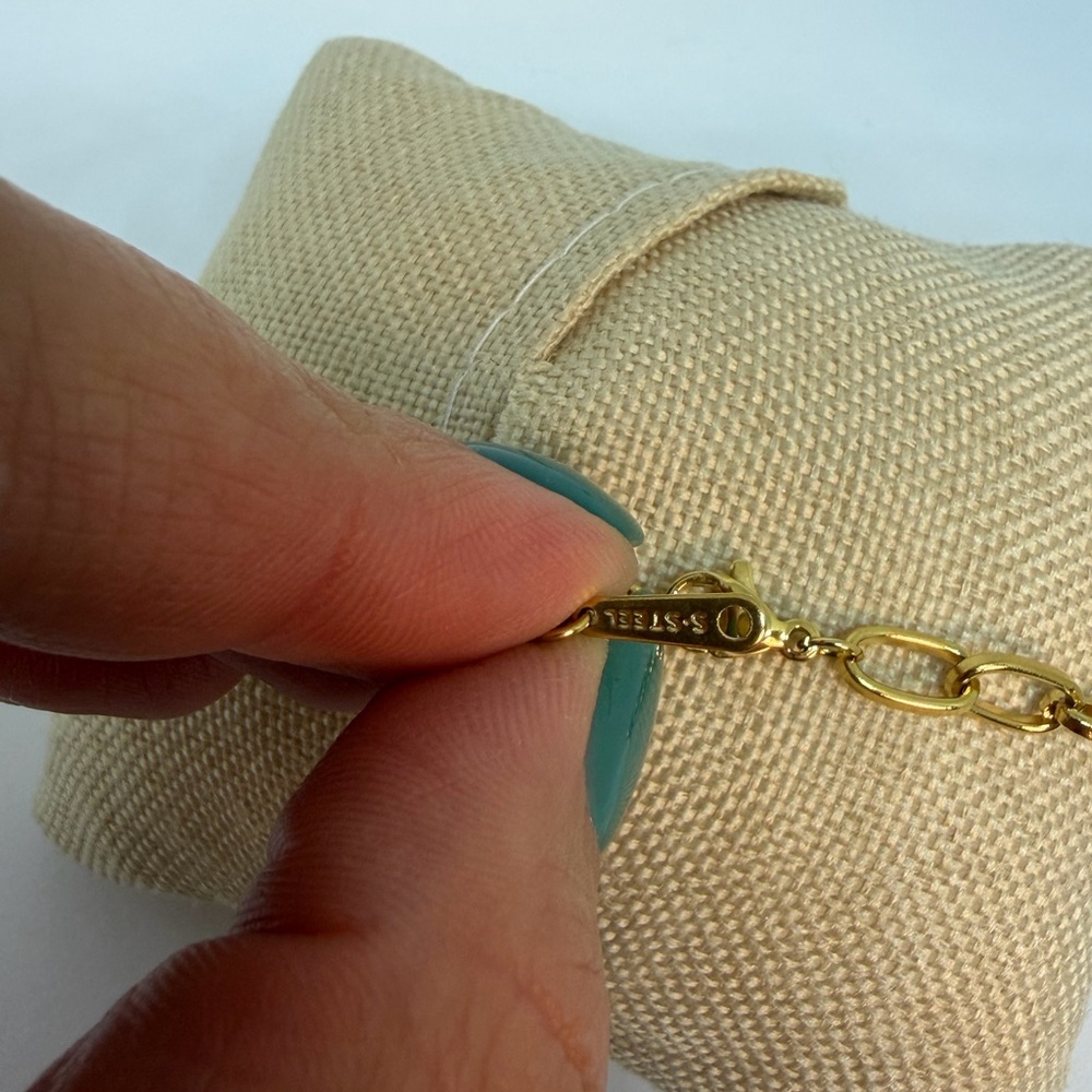 Gold Plated Roman Numeral Bracelet | Black & White Enamel Stainless Steel - Picture 5 of 5
